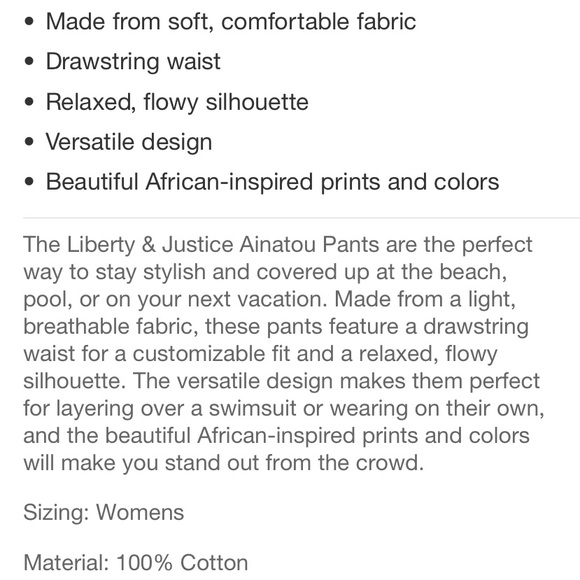 Liberty & Justice Drawstring Waist Cover Up Pants Green/Pink Botanical Print - Picture 6 of 7